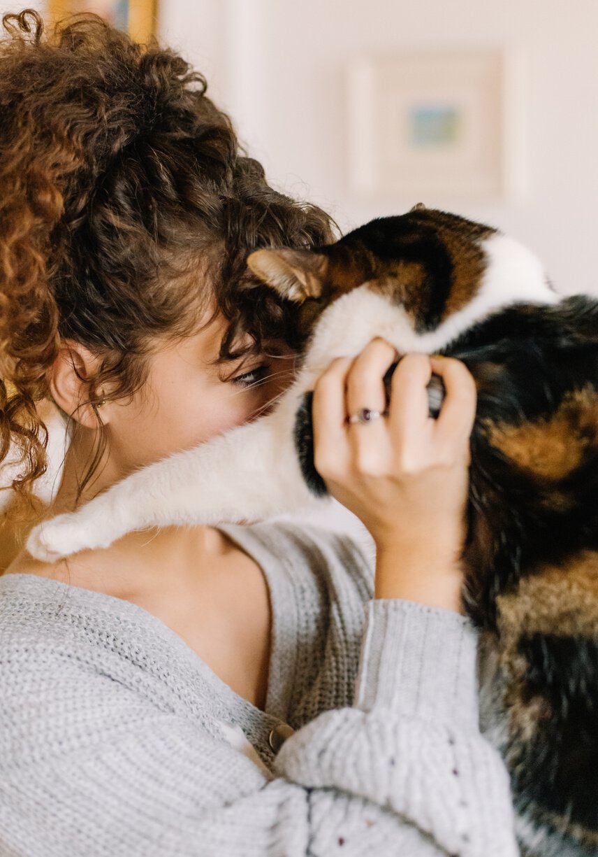 A Woman Holding Her Cat